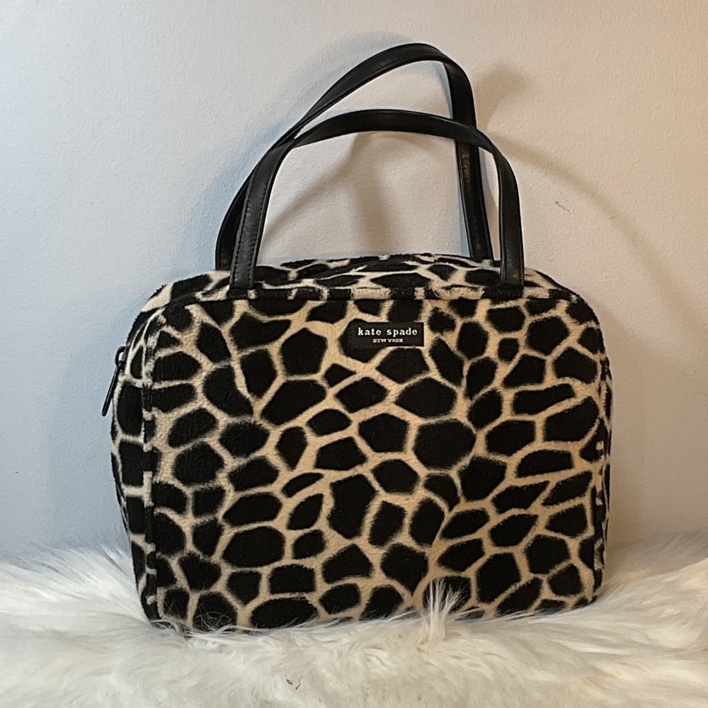 Vintage Kate Spade Plush Faux Fur Animal Print Bag/Cosmetic Bag